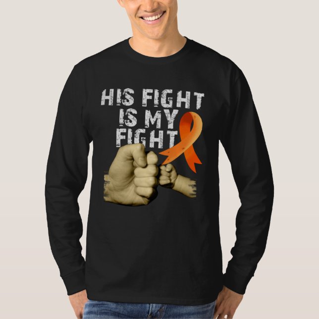 His Fight Is My Fight MS  Multiple Sclerosis Aware T-Shirt (Front)