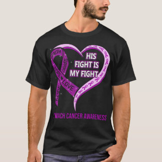 His Fight Is My Fight Ribbon Heart Stomach Cancer  T-Shirt