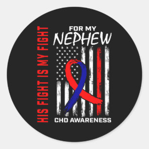 His Fight Nephew Chd Awareness American Flag Graph Classic Round Sticker