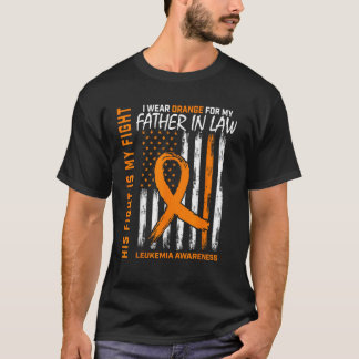 His Fight Orange Father In Law Leukemia Awareness  T-Shirt