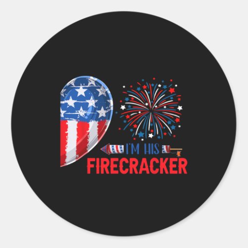 His Firecracker 4th July Funny Couple Costume Patr Classic Round Sticker