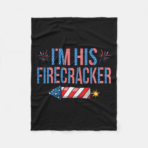 His Firecracker 4th Of July Cute Matching Couple W Fleece Blanket