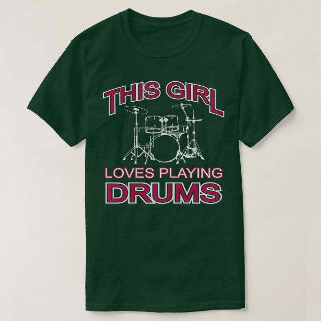 his Girl Loves Playing Drums  Drummer Female Music T-Shirt (Design Front)
