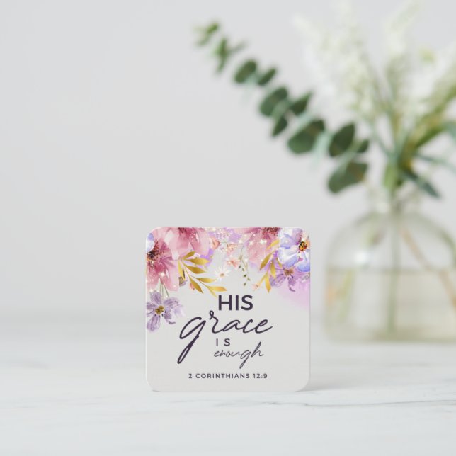 His grace is enough - Bible Verse Note Card (Standing Front)