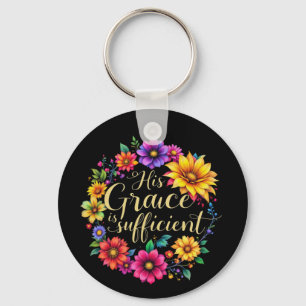 His Grace Is Sufficient Inspiring Bible Verse Keychain