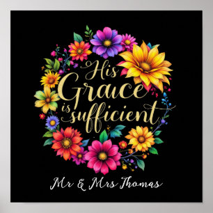 His Grace Is Sufficient Inspiring Bible Verse Poster
