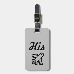 His Grey and Black Luggage Tag