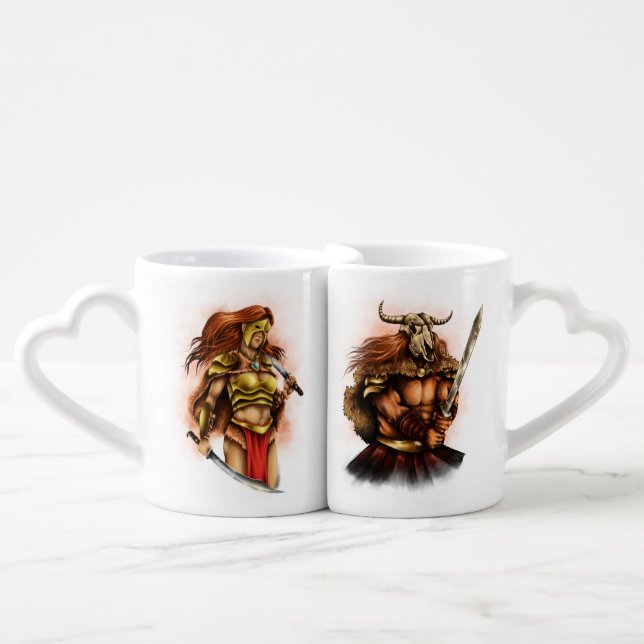 His & Her Fantasy King & Queen Mug Set (Front Nesting)