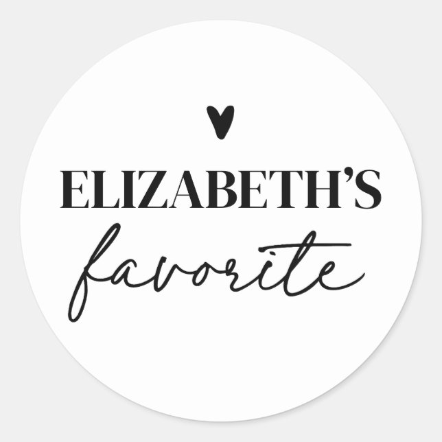 His & Her Favorite Personalized Wedding Classic Round Sticker (Front)
