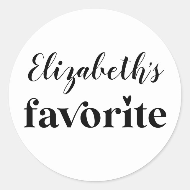 His & Her Favorite Personalized Wedding Classic Round Sticker (Front)