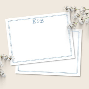 His & Her Initials Couples Monogram Stationery Note Card