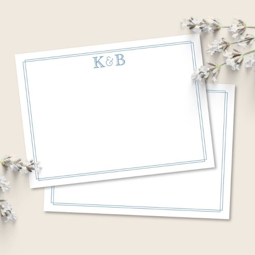 His & Her Initials Couples Monogram Stationery Note Card