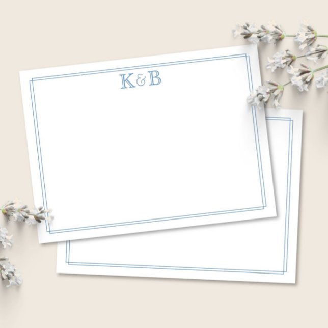 His & Her Initials Couples Monogram Stationery Note Card (Creator Uploaded)