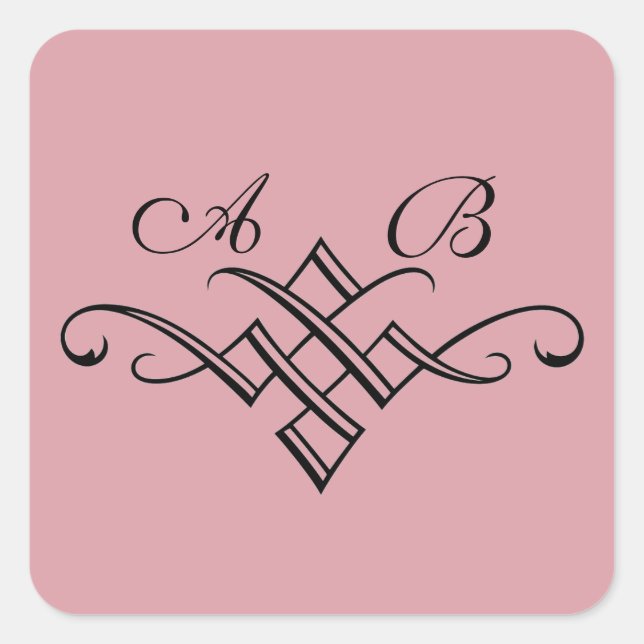 His & Her Monogram Wedding Sticker in Pink (Front)