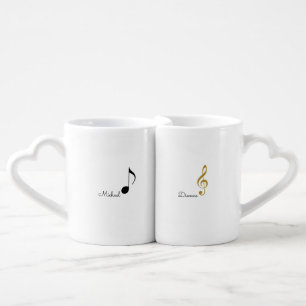 his + Her Mr. + Mrs. musical notes personalized Coffee Mug Set