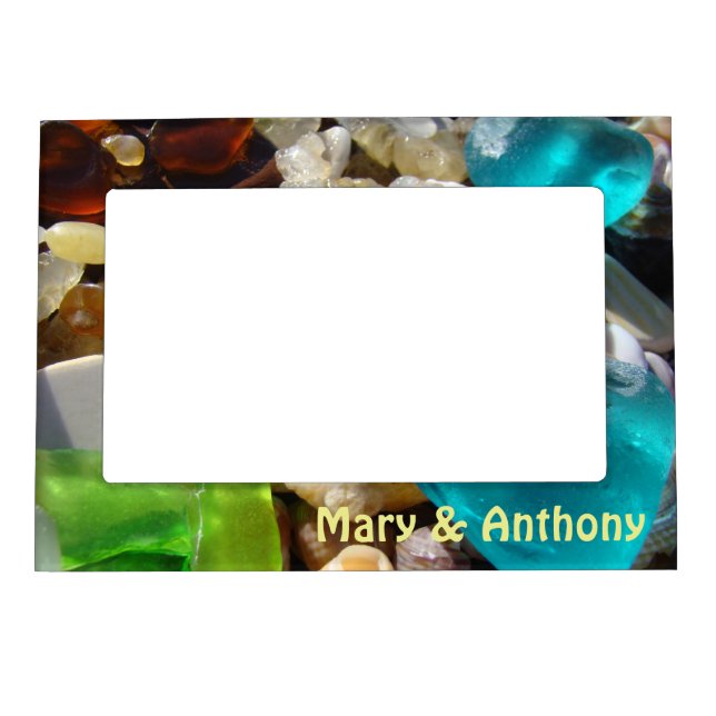 His Her Name Magnetic Photo Frames Beach Coast (Front)