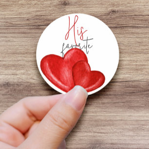 His, Her or Our Favorite Bridal Shower Favor Gift Classic Round Sticker