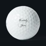 His & Her Script Names, Black & Grey Golf Balls<br><div class="desc">His and her names in beautiful black and grey script lettering for an elegant design on white background.</div>