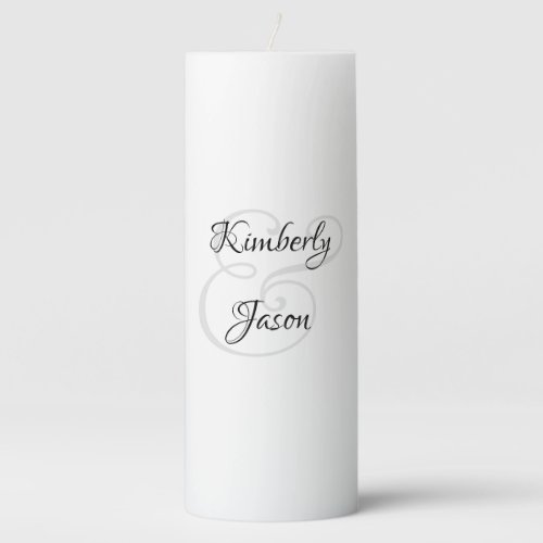 His  Her Script Names Black  Grey Pillar Candle