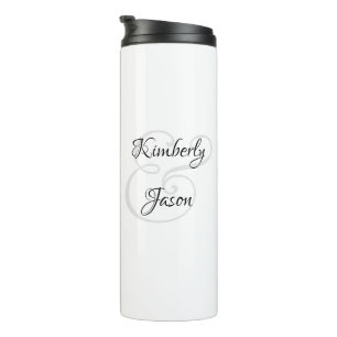 His & Her Script Names, Black & Grey Thermal Tumbler