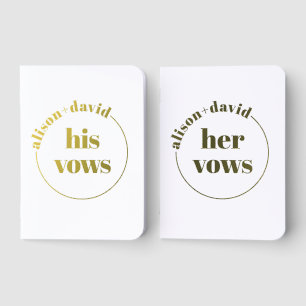 His her vows and names wedding Foil Set Vow Books