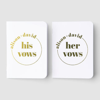 His her vows and names wedding Foil Set Vow Books