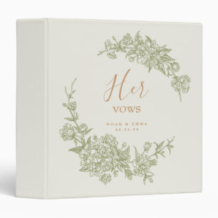 His & Her Wedding Vow Book Elegant Couple Keepsake 3 Ring Binder