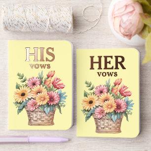 His & Her wedding vows flowers yellow Foil Vow Books