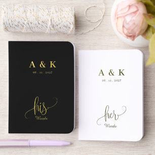 His & Her Words Gold Foil Script Wedding Notebook