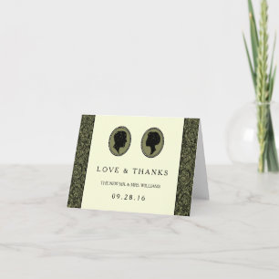 His & Hers Art Deco Silhouette Wedding Collection Letterpress Thank You Card