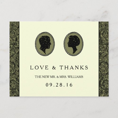 His  Hers Art Deco Silhouette Wedding Collection Postcard