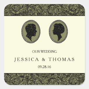 His & Hers Art Deco Silhouette Wedding Collection Square Sticker