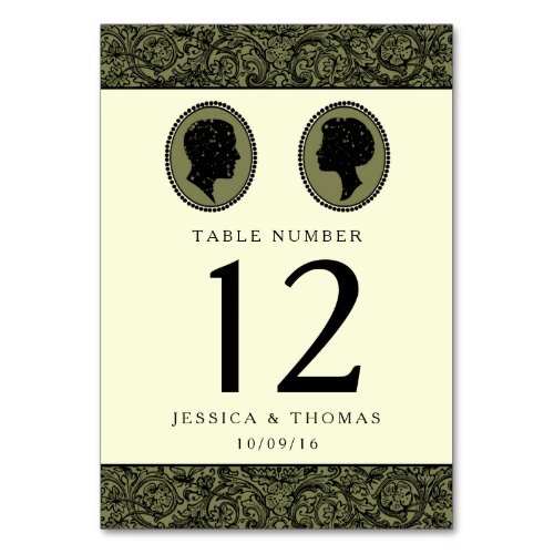 His  Hers Art Deco Silhouette Wedding Collection Table Number