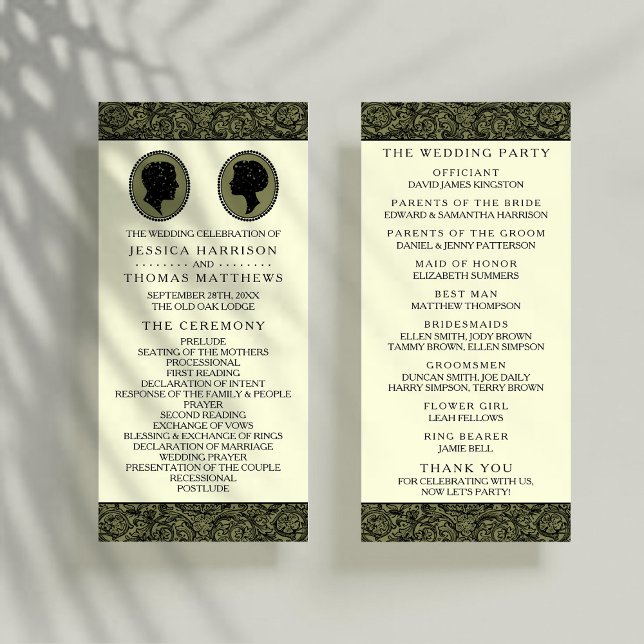 His & Hers Art Deco Silhouette Wedding Program (Creator Uploaded)