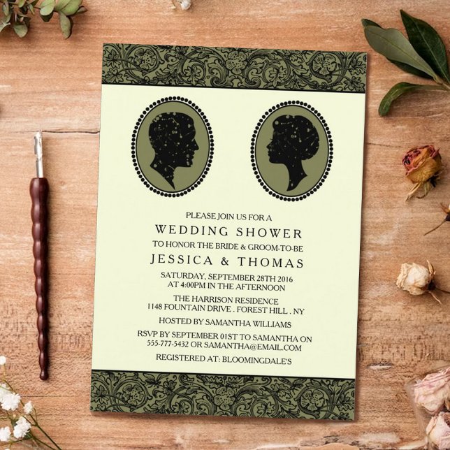 His & Hers Art Deco Silhouette Wedding Shower Invitation (Creator Uploaded)