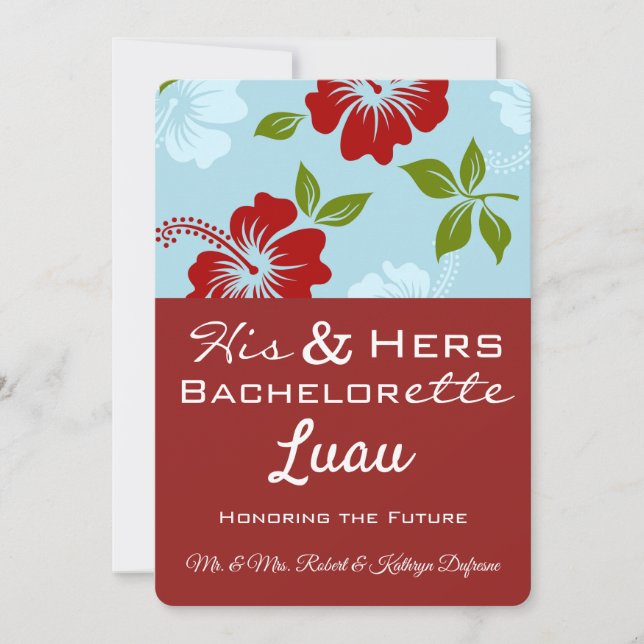 His & Hers Bachelor/Bachelorette Luau Invitation (Front)