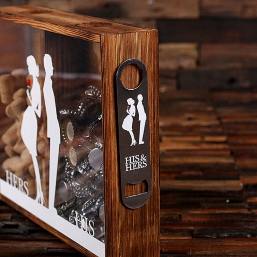 His & Hers Bottle Opener Set with Dual Shadow Box (Front Right)