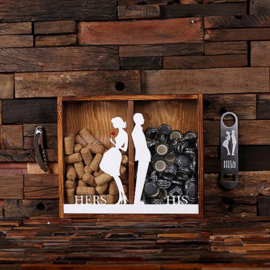 His & Hers Bottle Opener Set with Dual Shadow Box (Front)