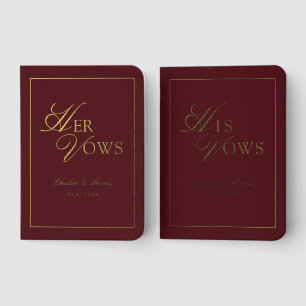 'His & Hers' Burgundy Wedding Vow Foil Books