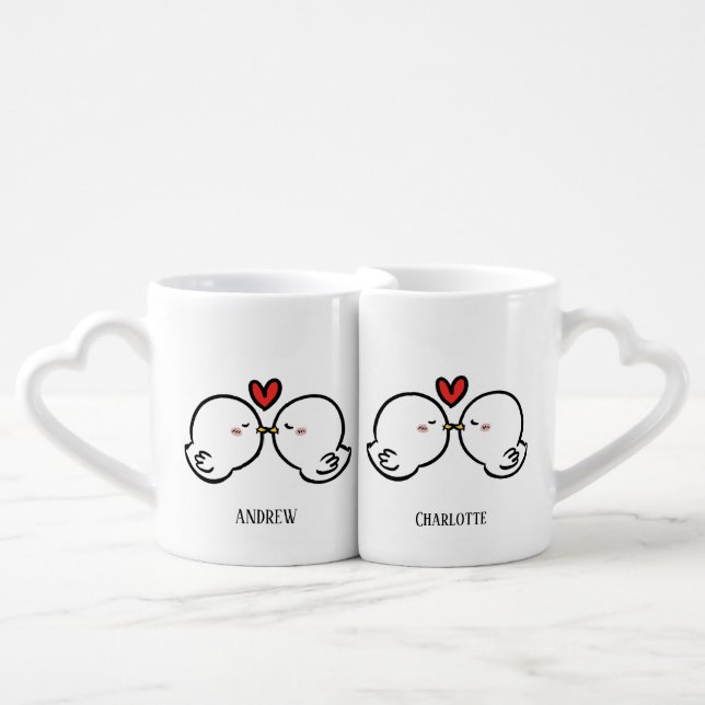 His & Hers Couples Personalized Coffee Mug Set (Front Nesting)