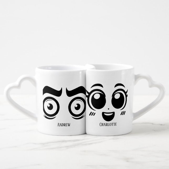 His & Hers Couples Personalized Coffee Mug Set (Front Nesting)