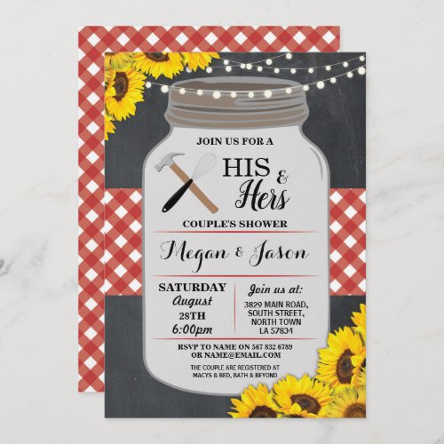 His  Hers Couples Shower Engagement Red Invite