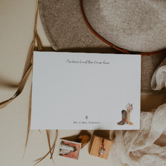 His & Hers Cowboy Boots Wedding Note Card