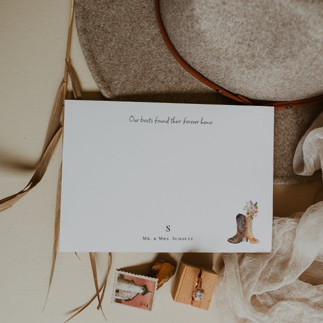 His & Hers Cowboy Boots Wedding Note Card (Creator Uploaded)