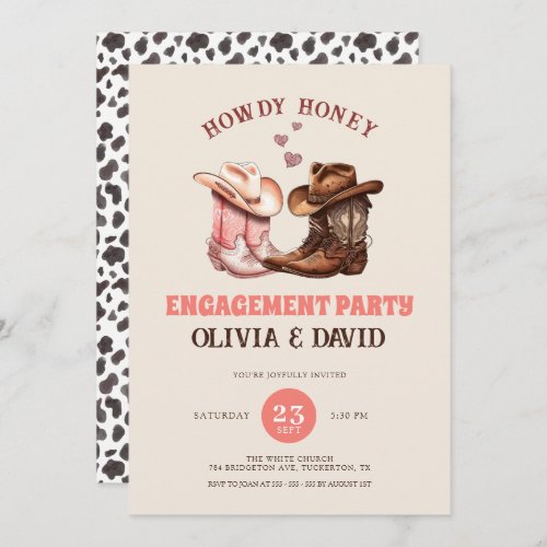 His  Hers Cowboy Boots Western Engagement Party Invitation