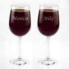 His & Hers Custom Engraved Tall Wine Glass Set