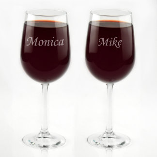 His & Hers Custom Engraved Tall Wine Glass Set
