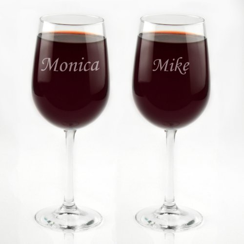 His  Hers Custom Engraved Tall Wine Glass Set