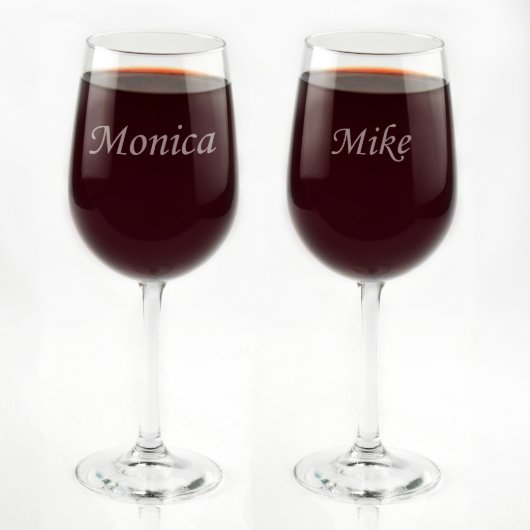 His & Hers Custom Engraved Tall Wine Glass Set (Front)