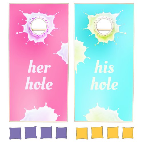 His Hers Donut Party Toss Cornhole Set